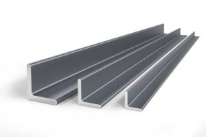 Thee steel angle bars (L-profile) of different size -  3D rendering