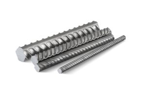 Ribbed metal reinforcement rods for building reinforcement. 3d vector illustration