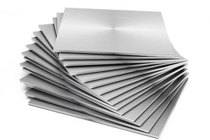 Stacked sheet metal / brushed aluminum.